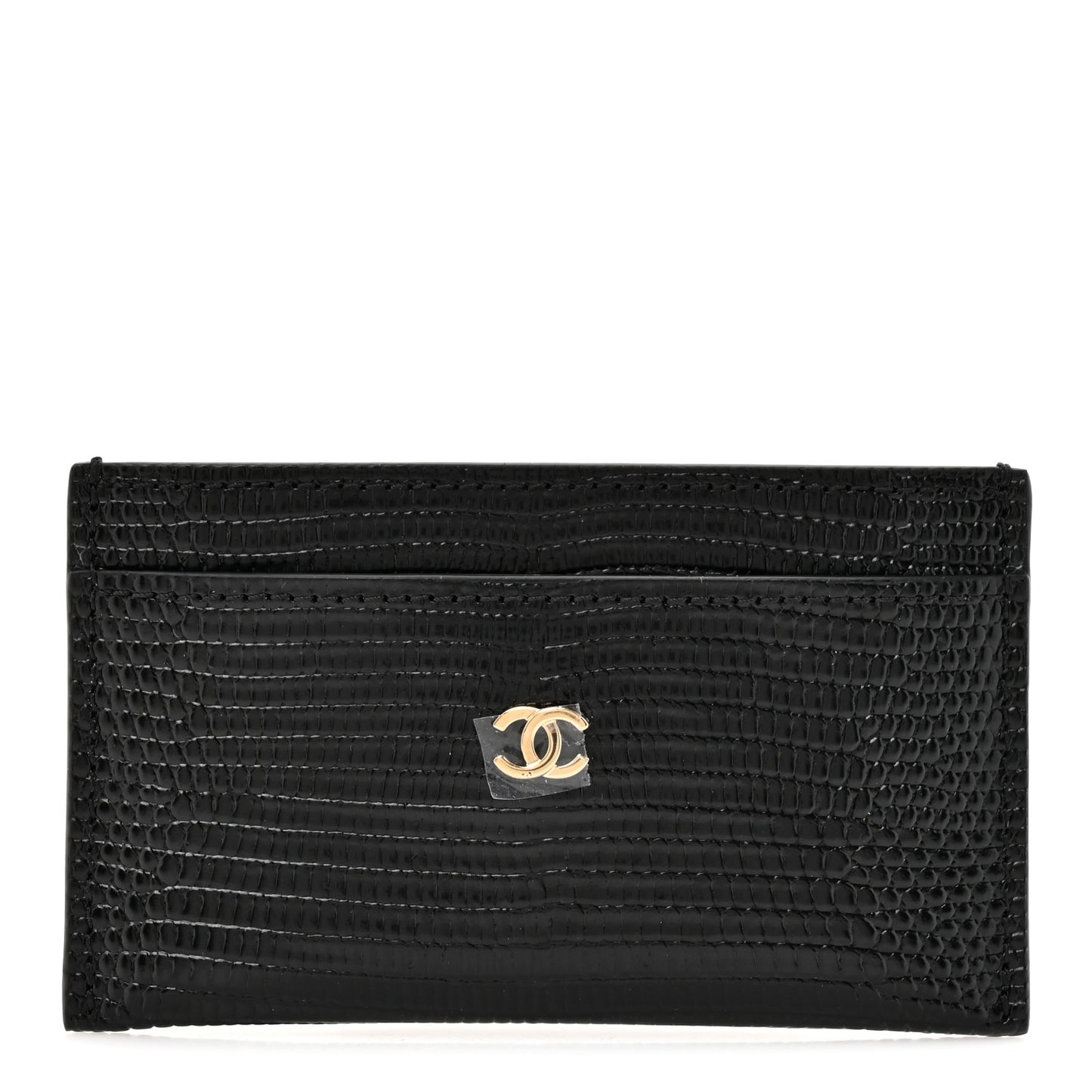 Calfskin Lizard Embossed Card Holder Black