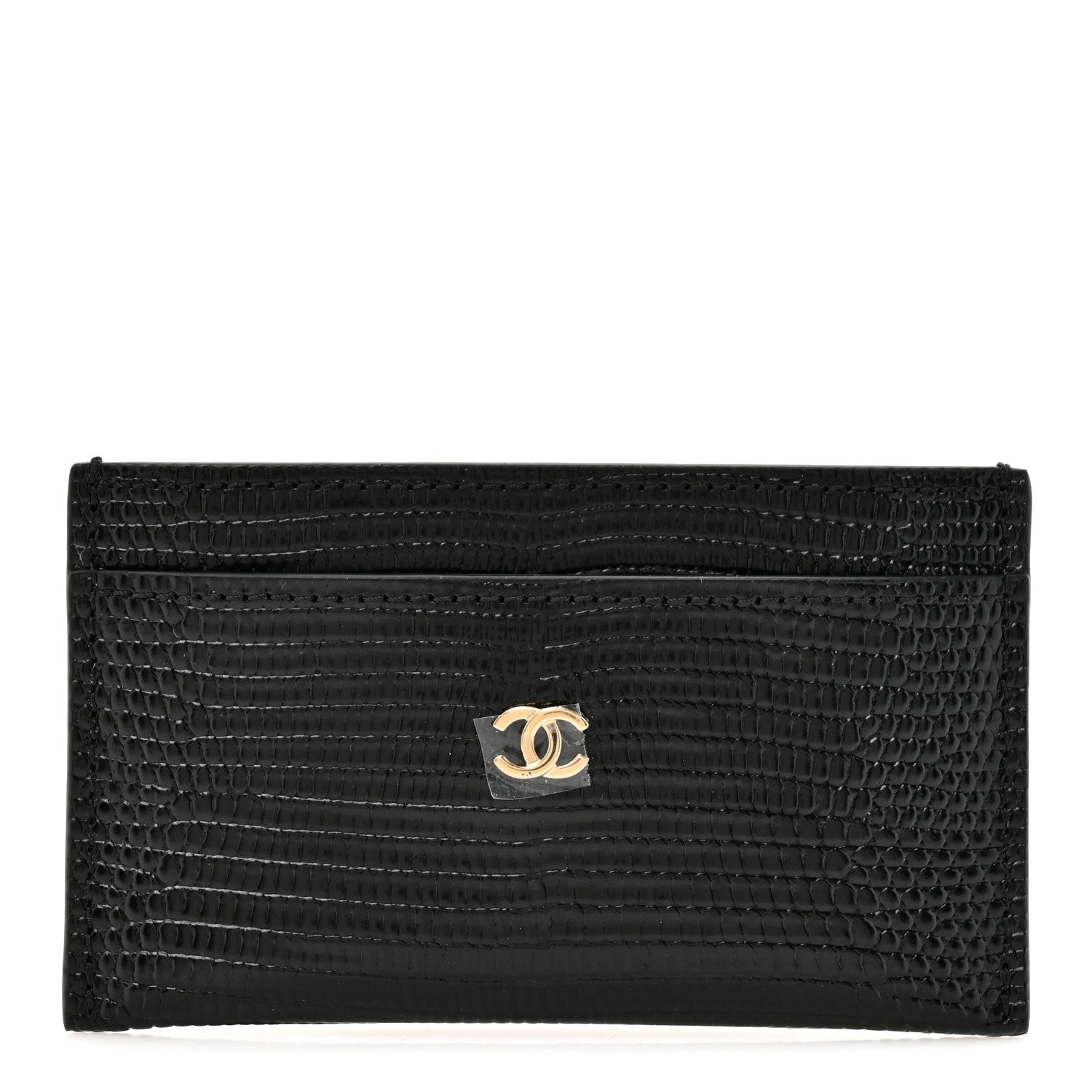 Chanel Calfskin Lizard Embossed Card Holder Black 1 of 8