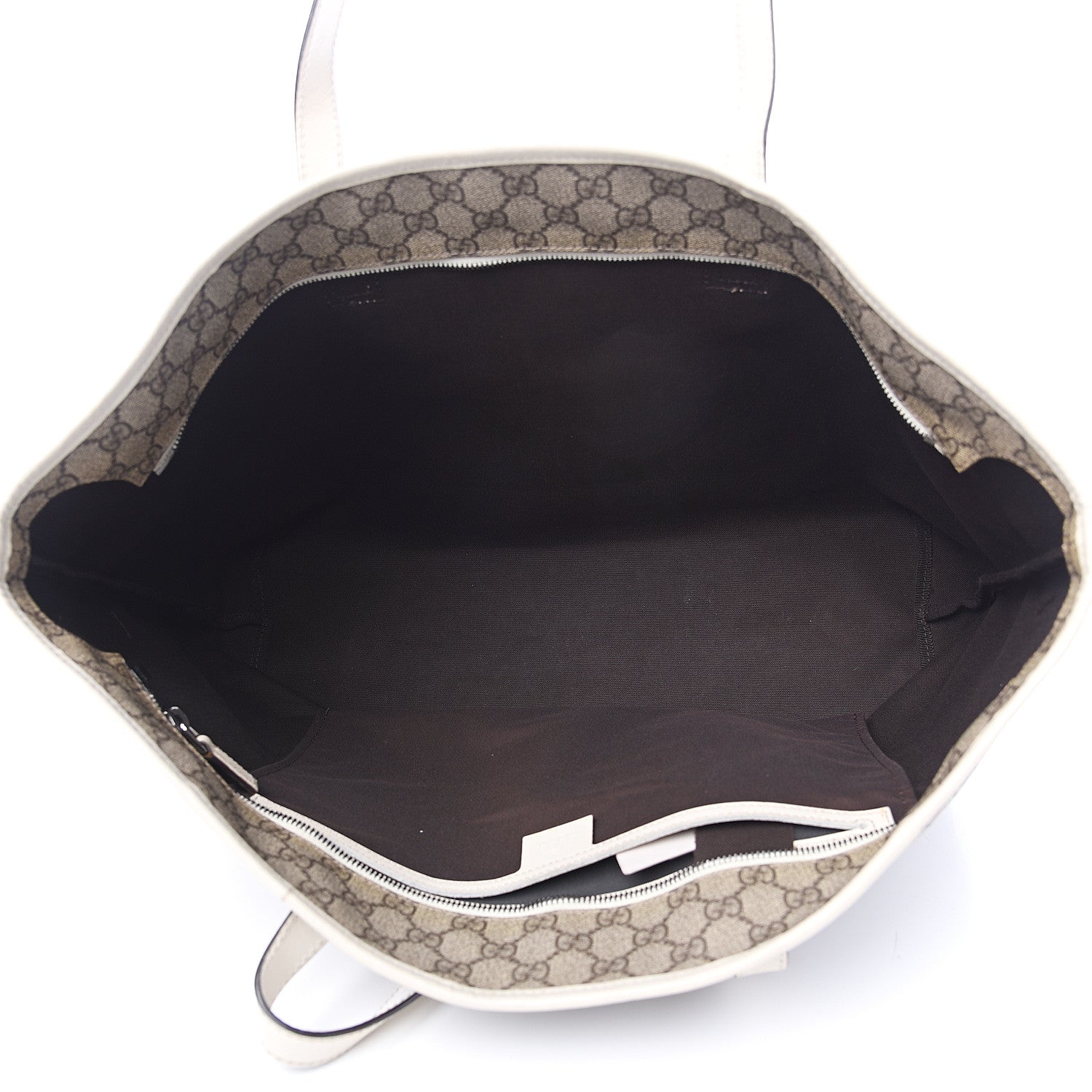 Gucci GG Supreme Monogram Large Zippered Shopping Tote Off White 4 of 10