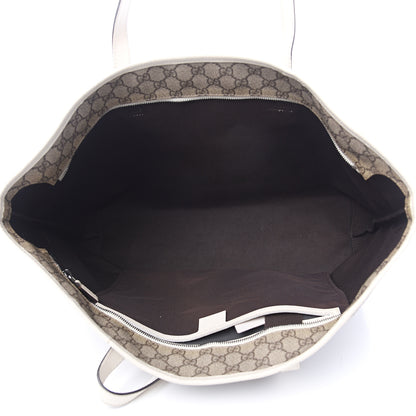 Gucci GG Supreme Monogram Large Zippered Shopping Tote Off White 4 of 10