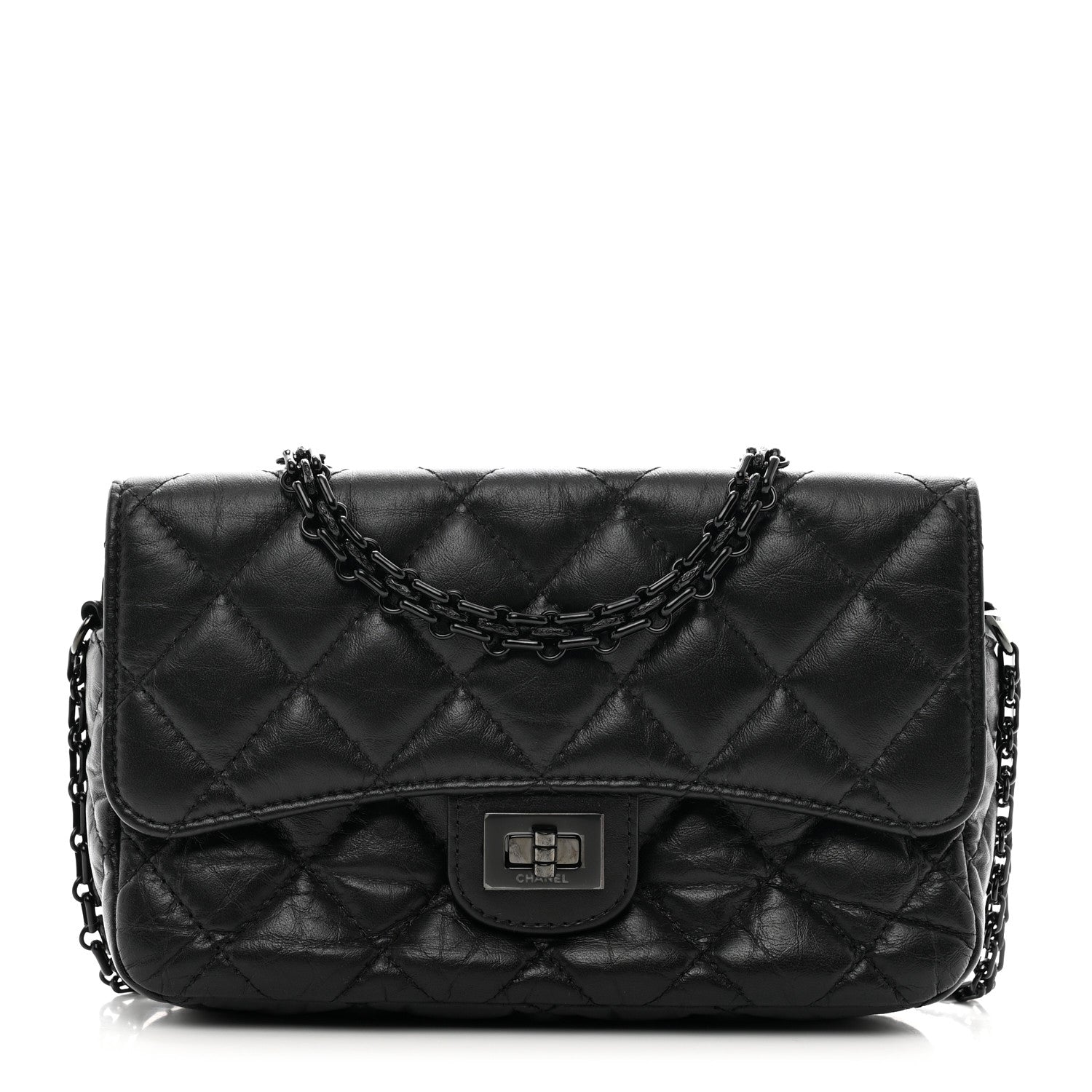 Chanel Aged Calfskin Quilted 2.55 Reissue Phone Holder With Chain So Black 1 of 12