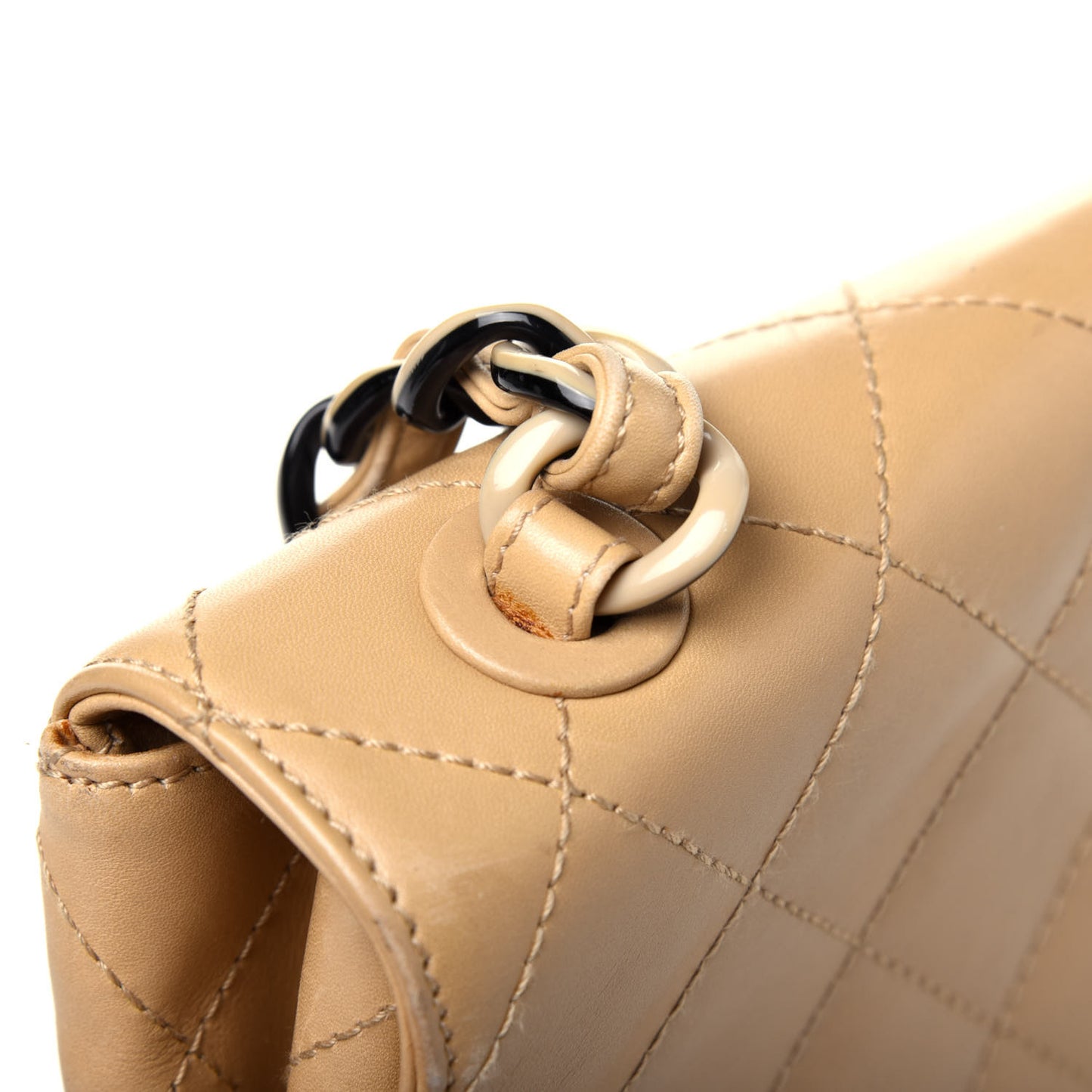 Lambskin Bekko Resin Jumbo Single Flap Beige
