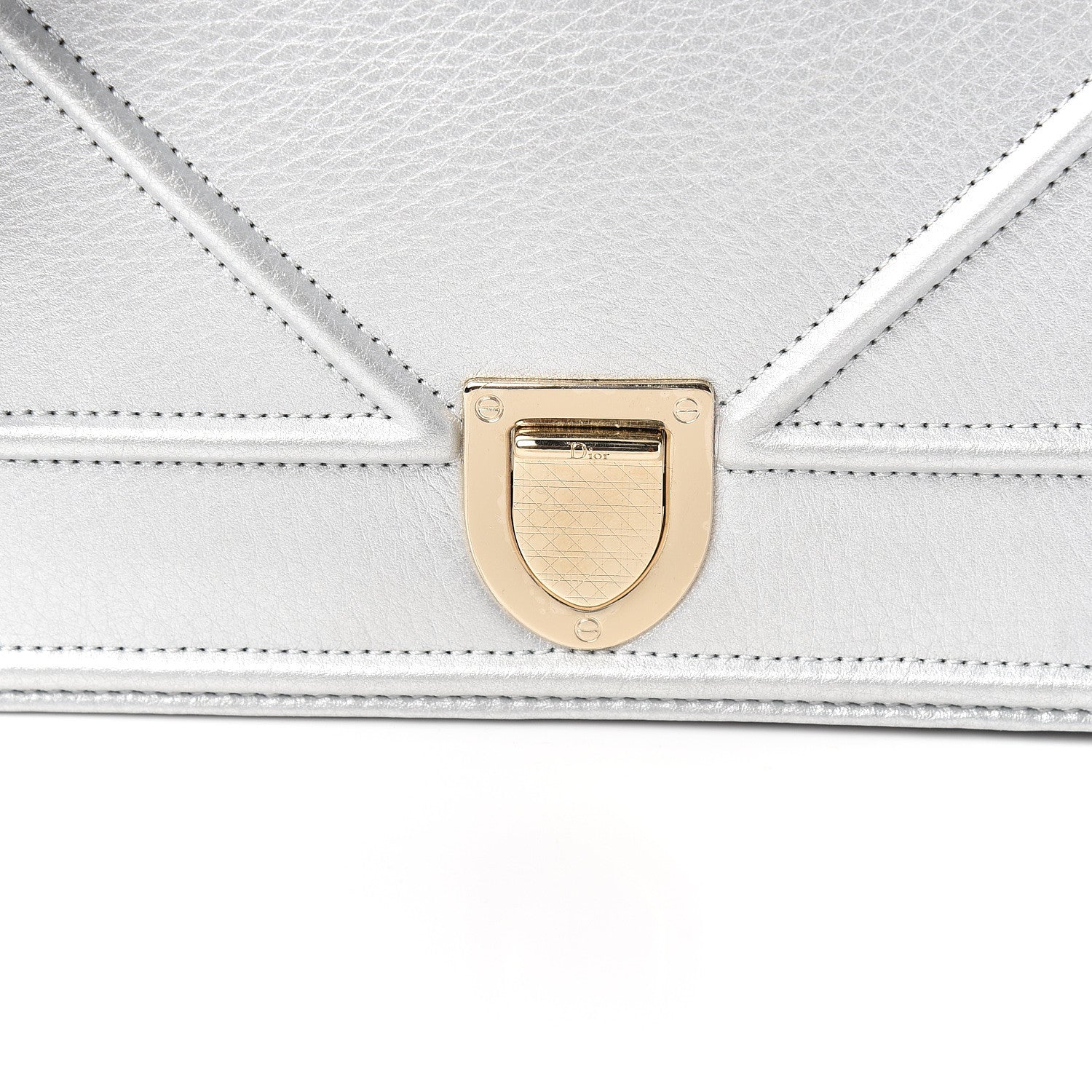 Christian Dior Metallic Grained Calfskin Small Diorama Flap Bag Silver 9 of 9