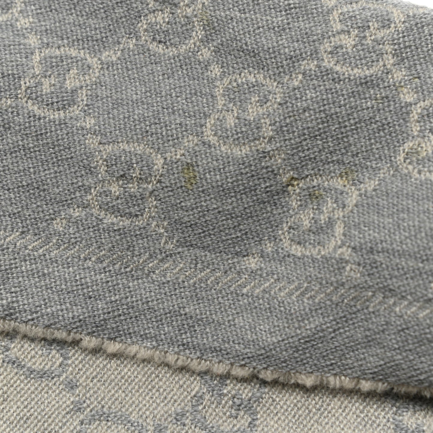 Wool Jacquard GG Monogram Sten Fringe Scarf Zinc Light Grey
