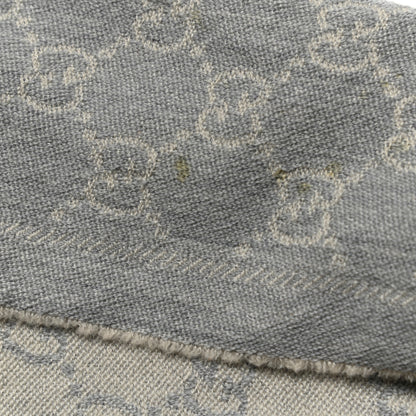 Gucci Wool Jacquard GG Monogram Sten Fringe Scarf Zinc Light Grey 5 of 5