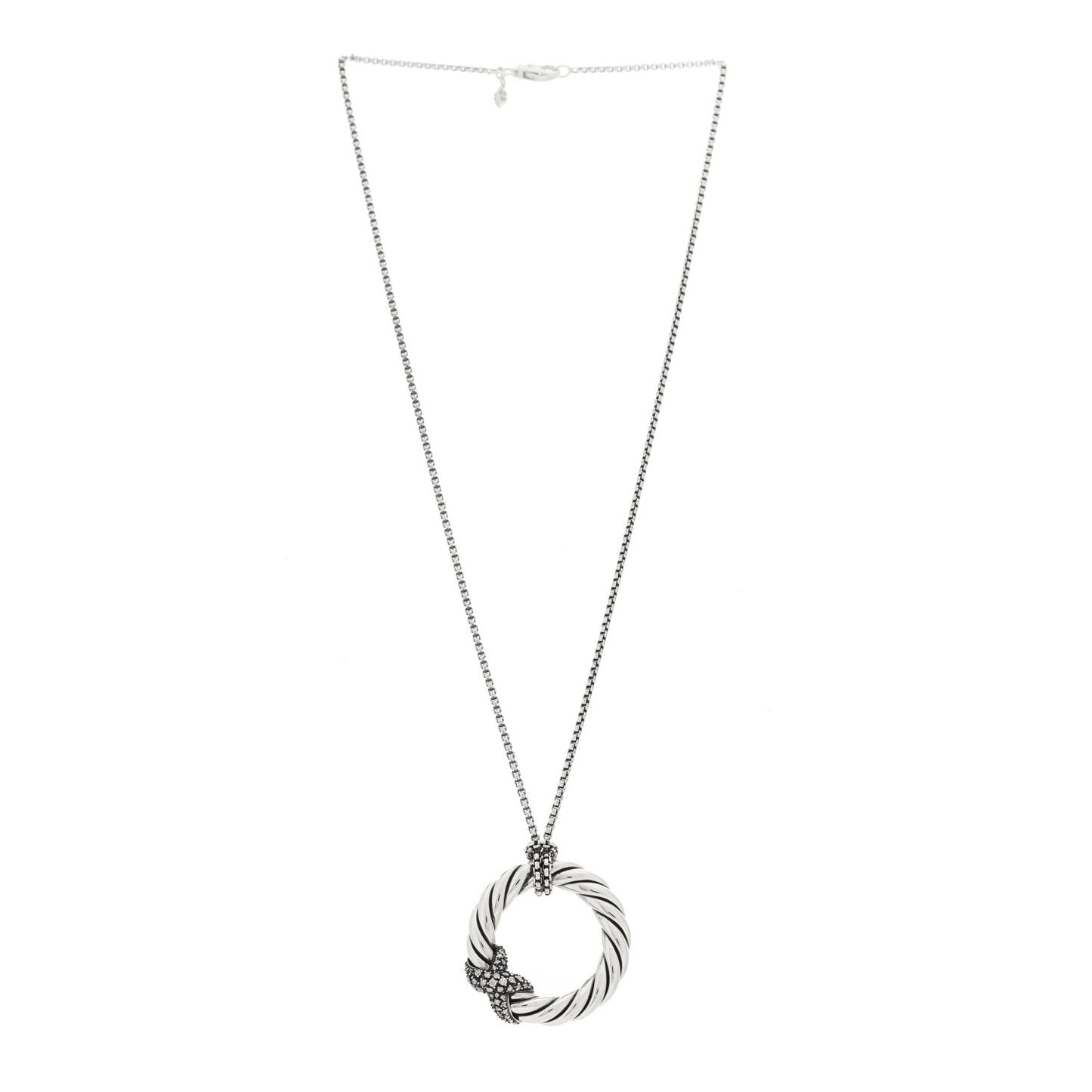 Sterling Silver Diamond Starlight X Circle Pendant Necklace