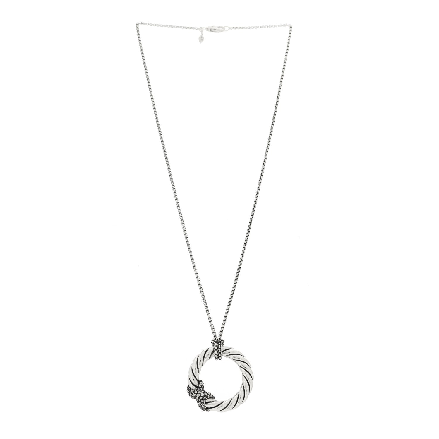 David Yurman Sterling Silver Diamond Starlight X Circle Pendant Necklace 3 of 6