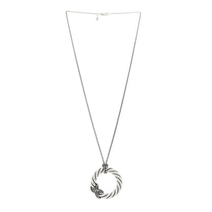 David Yurman Sterling Silver Diamond Starlight X Circle Pendant Necklace 3 of 6