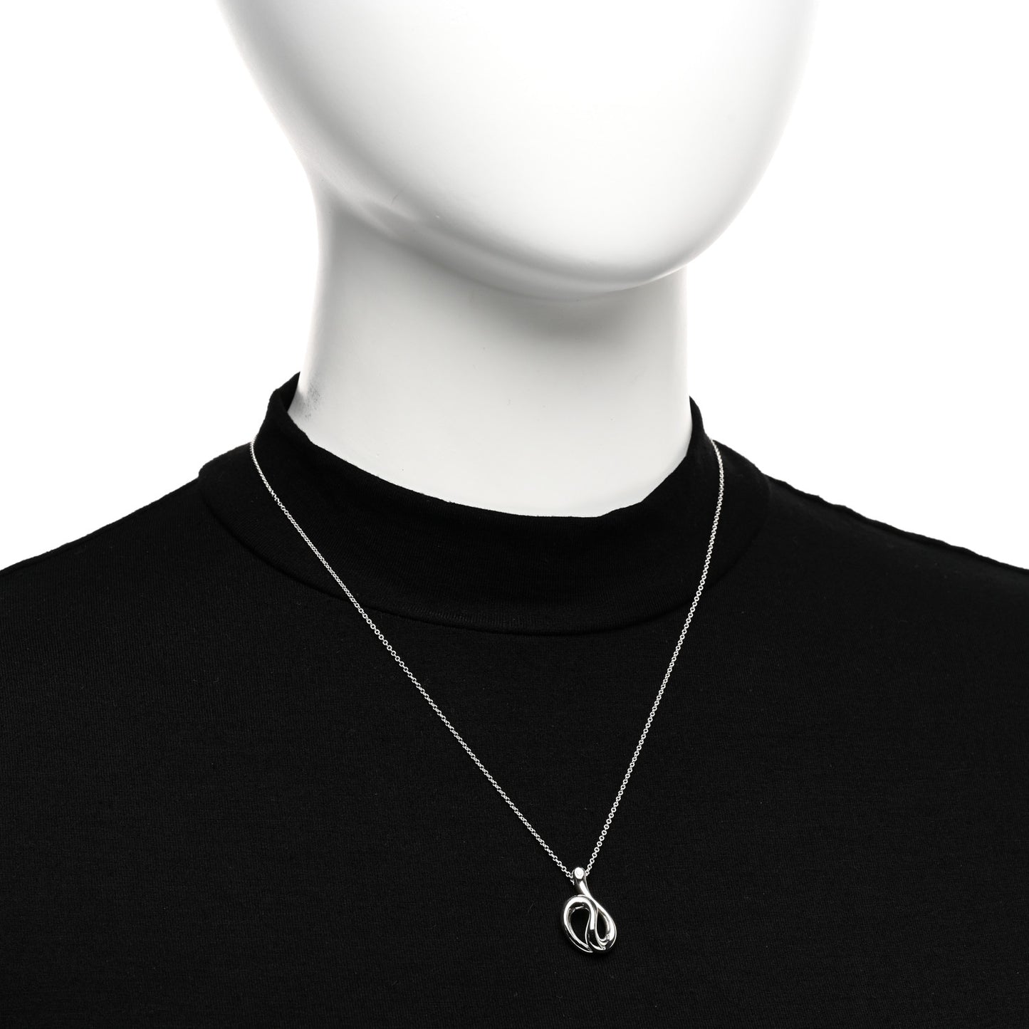 Sterling Silver Diamond Elsa Peretti Open Wave Necklace