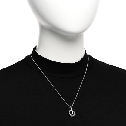 Tiffany Sterling Silver Diamond Elsa Peretti Open Wave Necklace 2 of 5