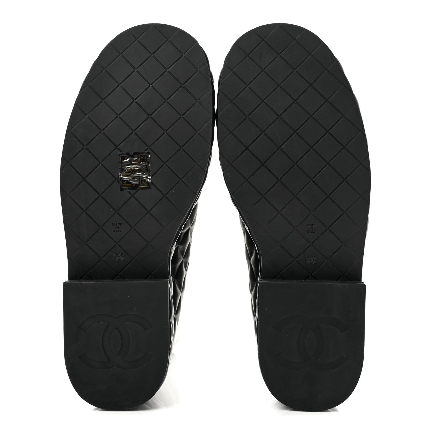 Chanel Calfskin Quilted Lace Up Combat Boots 38 Black 6 of 10