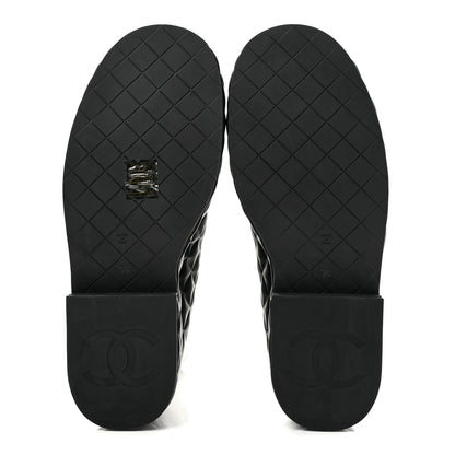 Chanel Calfskin Quilted Lace Up Combat Boots 38 Black 6 of 10