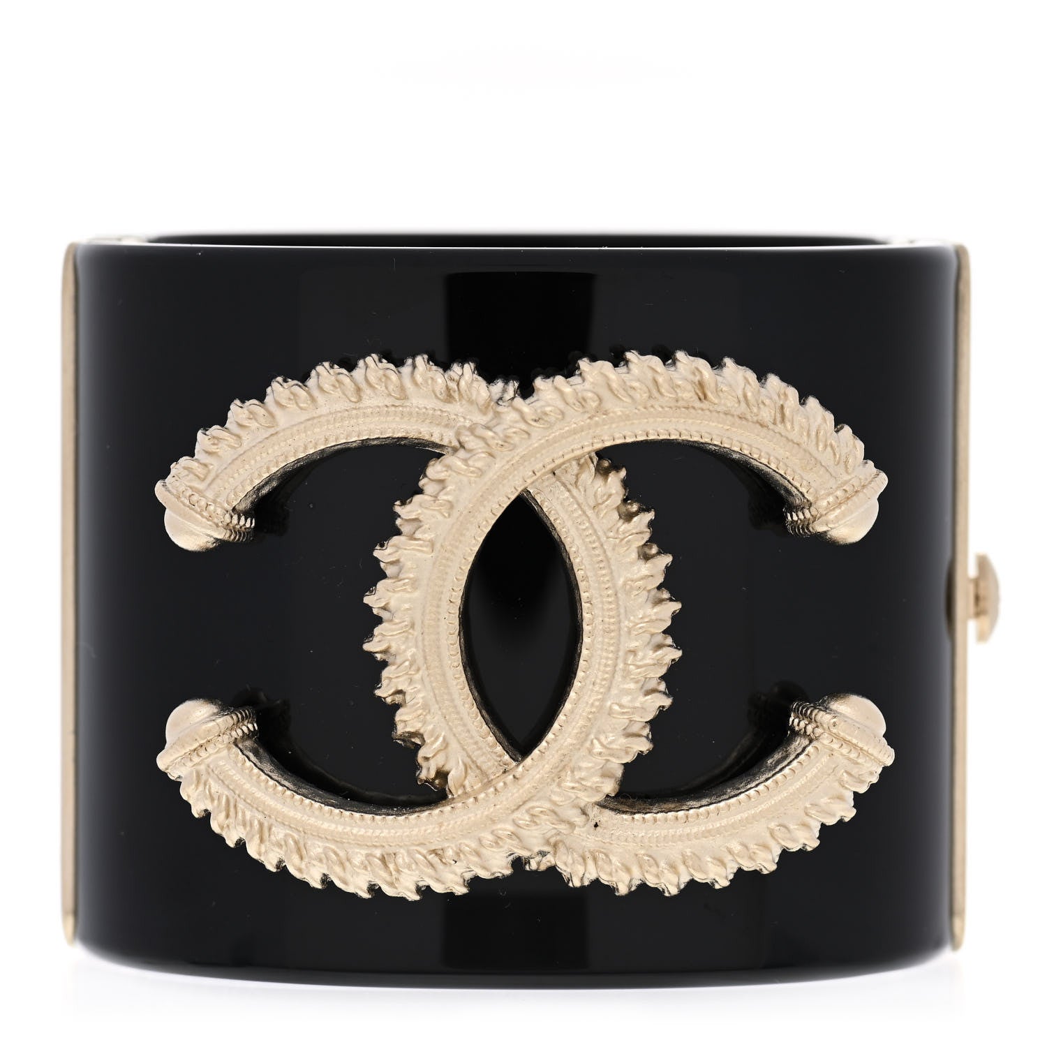 Chanel Resin Rope CC Cuff Black Gold 1 of 4