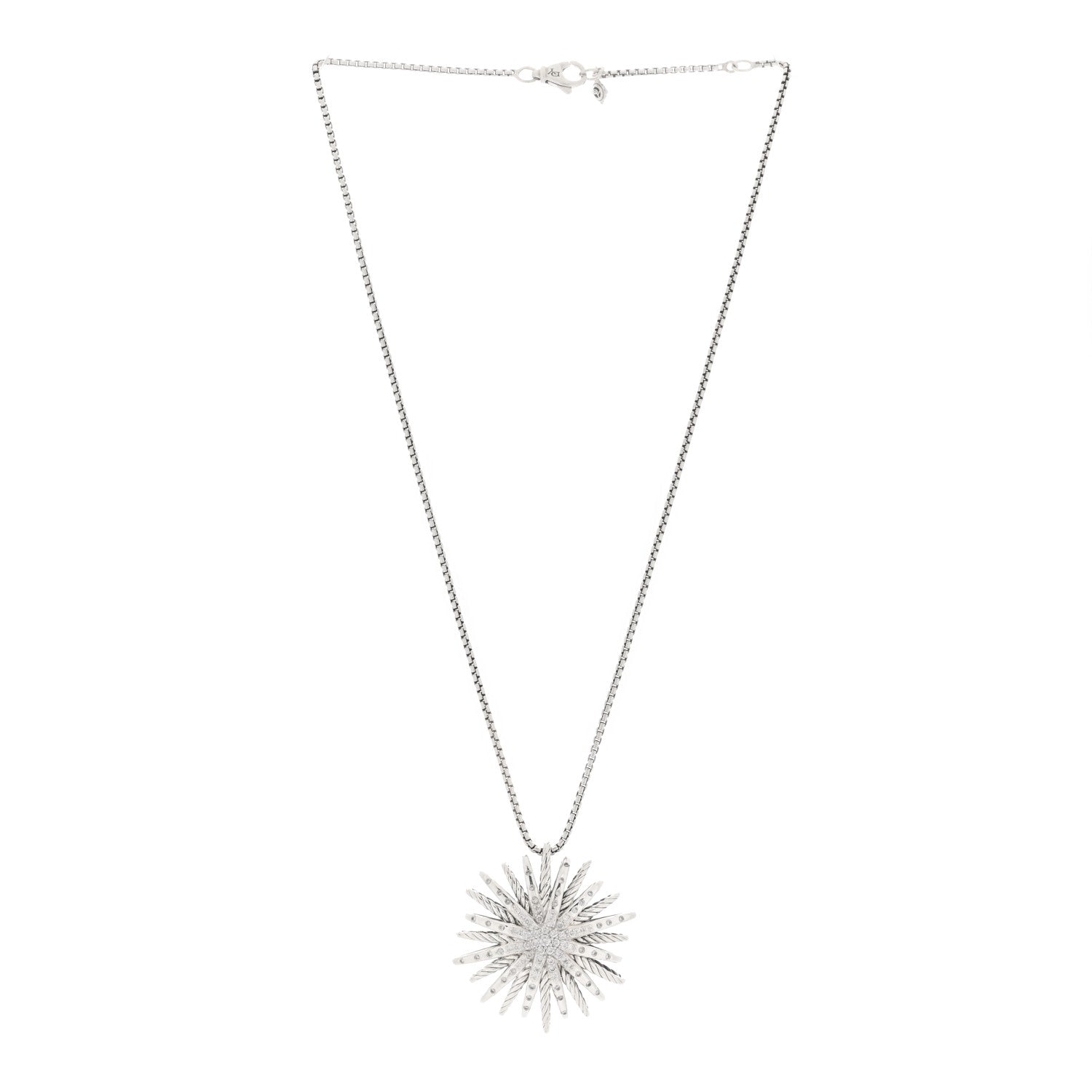 David Yurman Sterling Silver Diamond Large Starburst Pendant Necklace 2 of 4