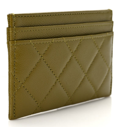 Chanel Caviar Quilted Crystal Card Holder Green 3 of 8