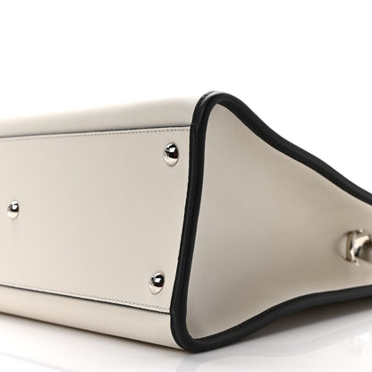 Fendi Vitello Century Velvet F is Fendi FF Embroidered Regular Runaway Satchel White Black 10 of 10