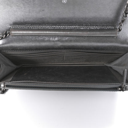 Chanel Metallic Calfskin Quilted Boy Wallet On Chain WOC Silver 4 of 8