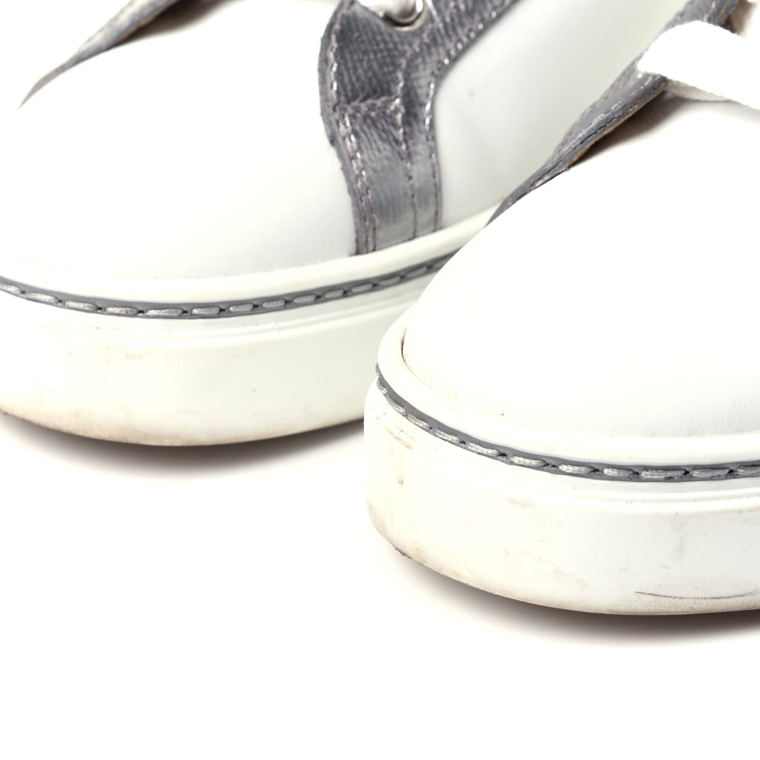 Hermes Calfskin Epsom Womens Velvet Sneakers 37 White Silver 11 of 12