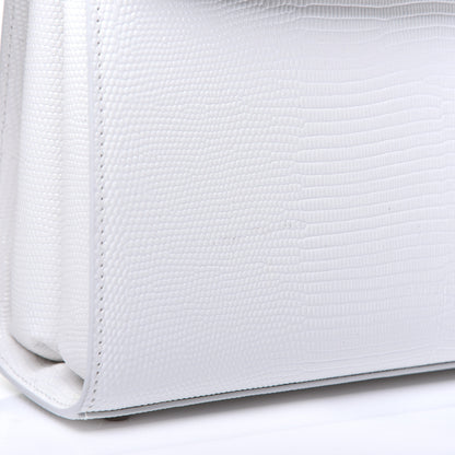 Balenciaga Patent Calfskin Lizard Embossed Medium Ghost Shoulder Bag Optic White 10 of 10