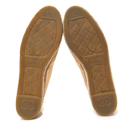 Chanel Laminated Lambskin Grosgrain CC Espadrilles 37 Gold Black 5 of 8