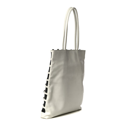 Alexander Wang Calfskin Dome Stud Cage Shopper Tote White Black 3 of 10