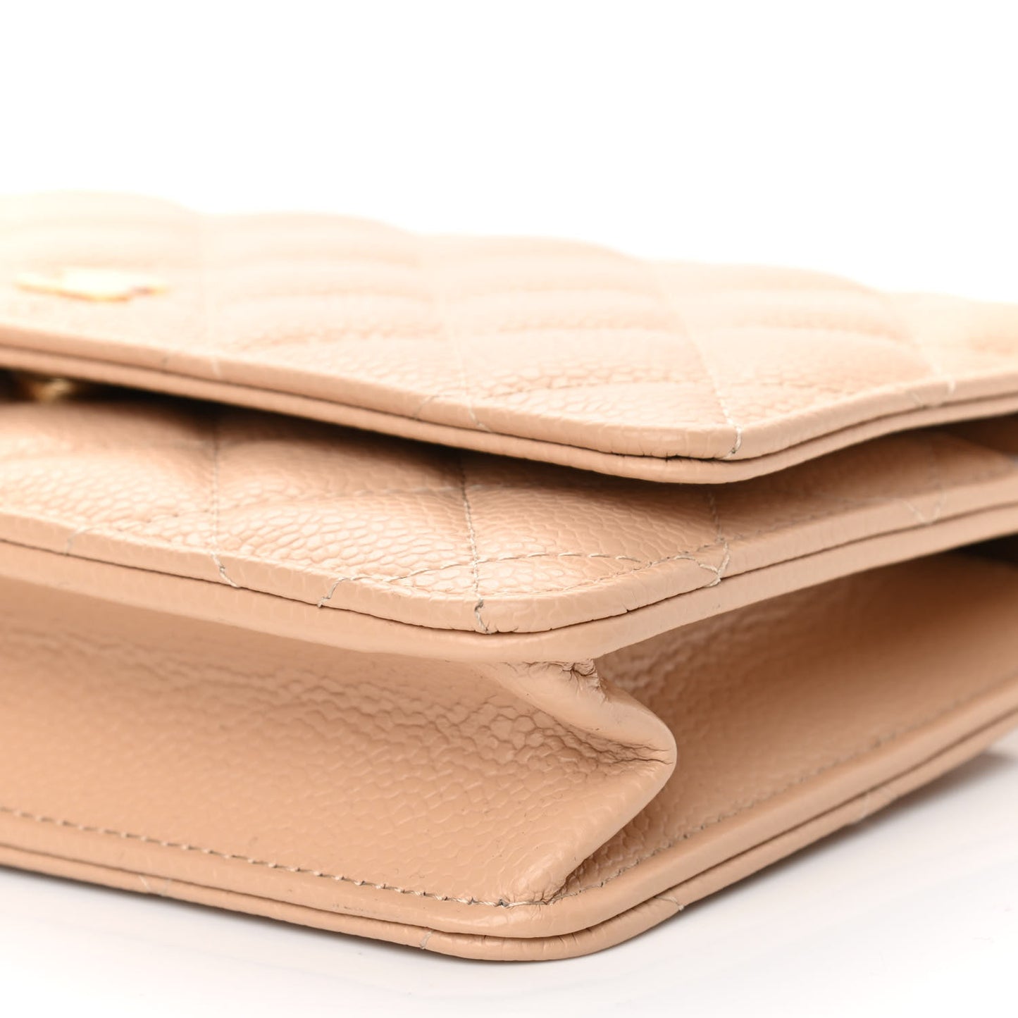 Caviar Quilted Wallet On Chain WOC Beige