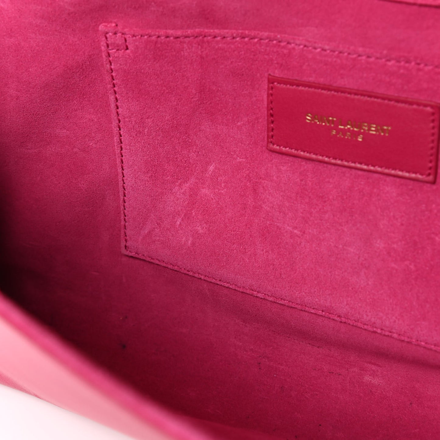 Calfskin Classic Y Ligne Clutch Fuchsia