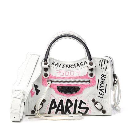 Balenciaga Agneau Graffiti All Over Classic Hardware Mini City White Multicolor 1 of 10