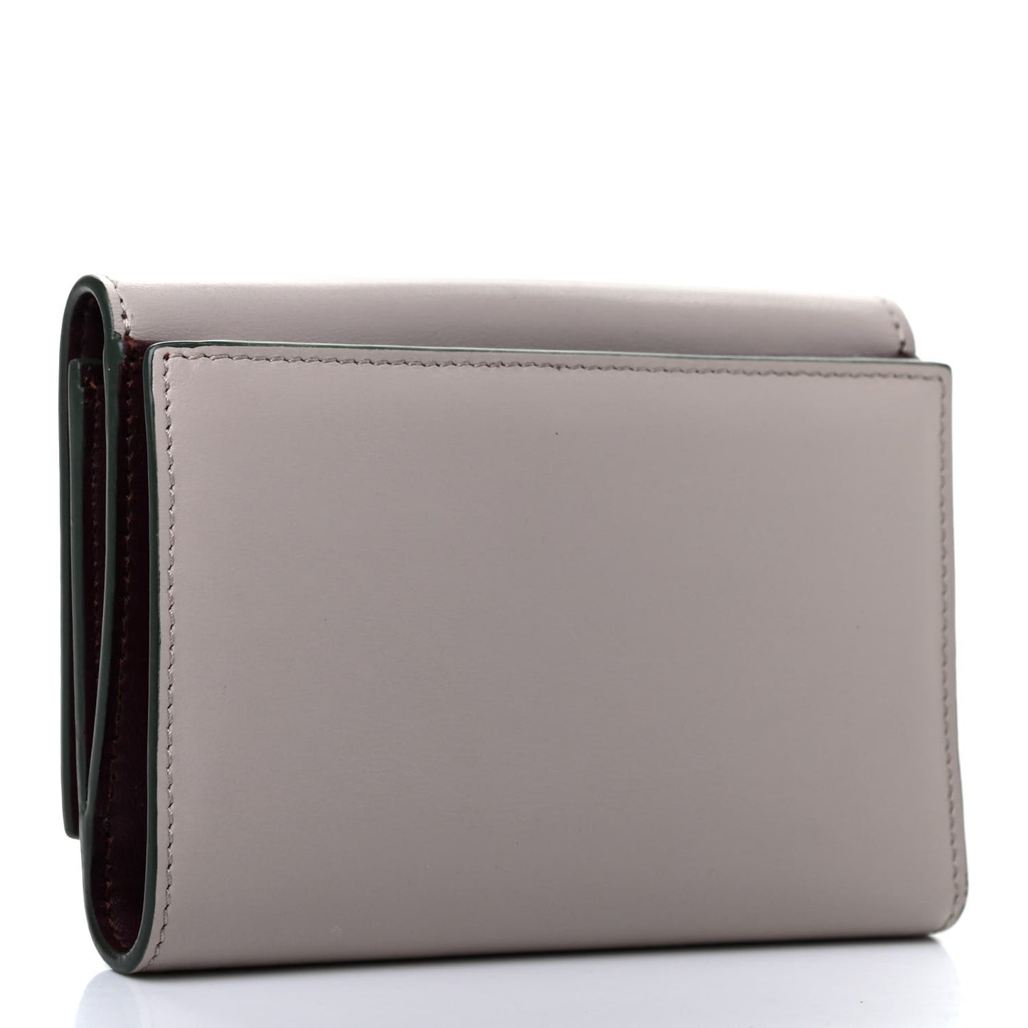 Vitello Century Bi-Color Peekaboo Compact Wallet Grigio Polvere Bordeaux