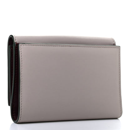 Fendi Vitello Century Bi-Color Peekaboo Compact Wallet Grigio Polvere Bordeaux 3 of 7