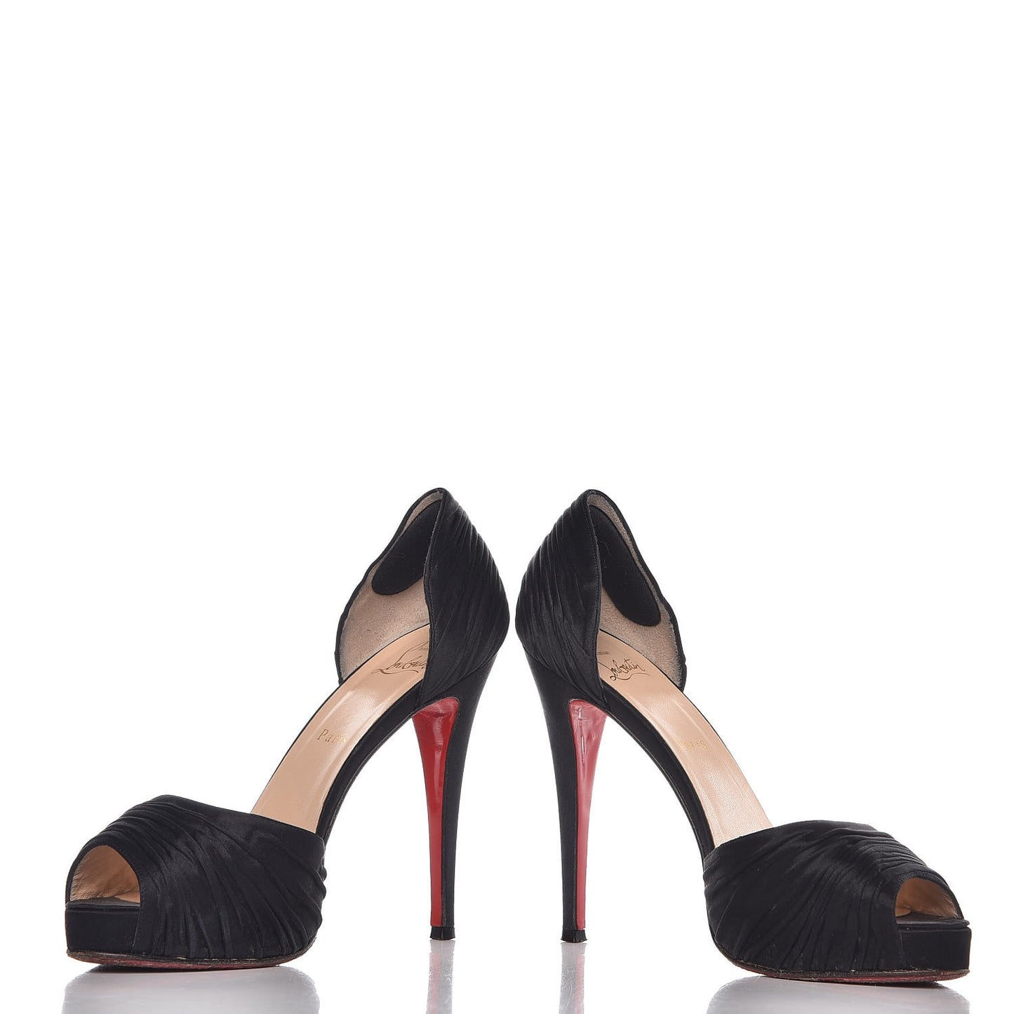 Crepe Satin Turbella 120 Platform Peep Toe Pumps 40 Black