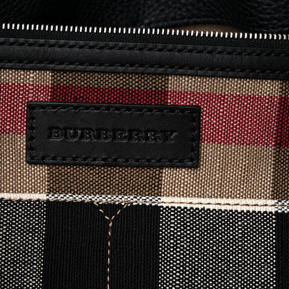 Burberry Grainy Calfskin Canvas Mega Check Medium Ashby Tassel Hobo Black 6 of 10