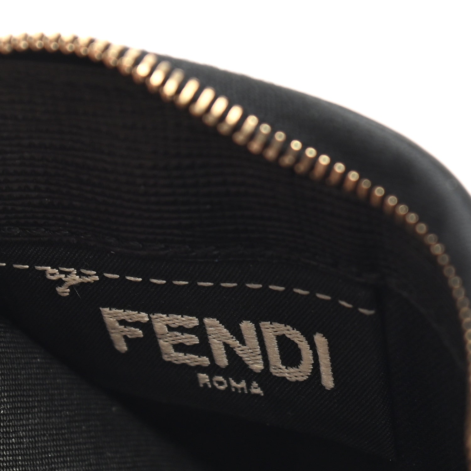 Fendi Vitello Elite Crystal Monster Eyes Mini Zip Around Wallet Black 8 of 8