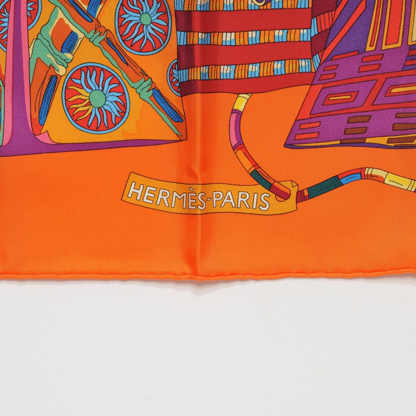 Silk Voyage En Etoffes Scarf 90 Orange Violet Jaune