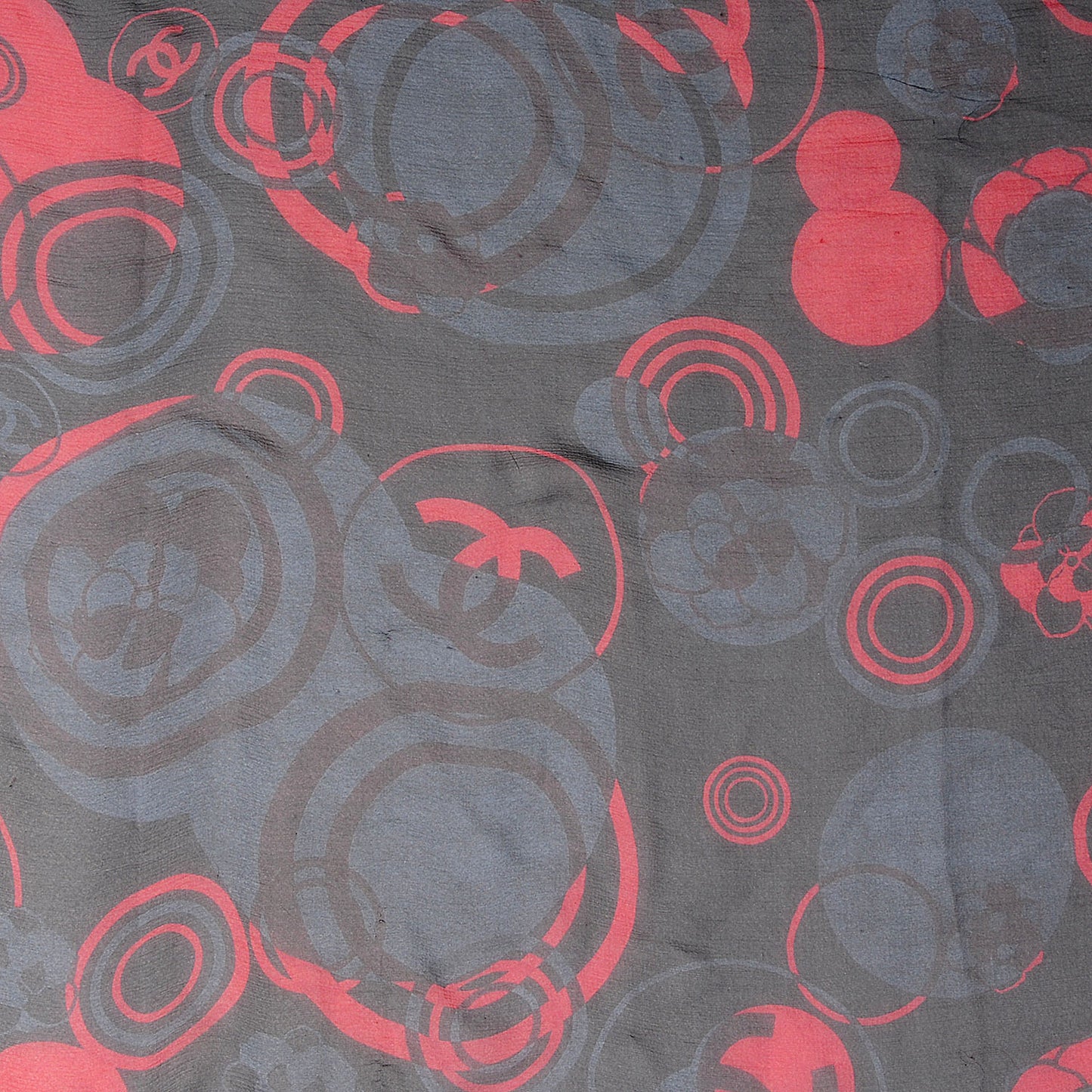 Silk Chiffon Camellia Scarf Black