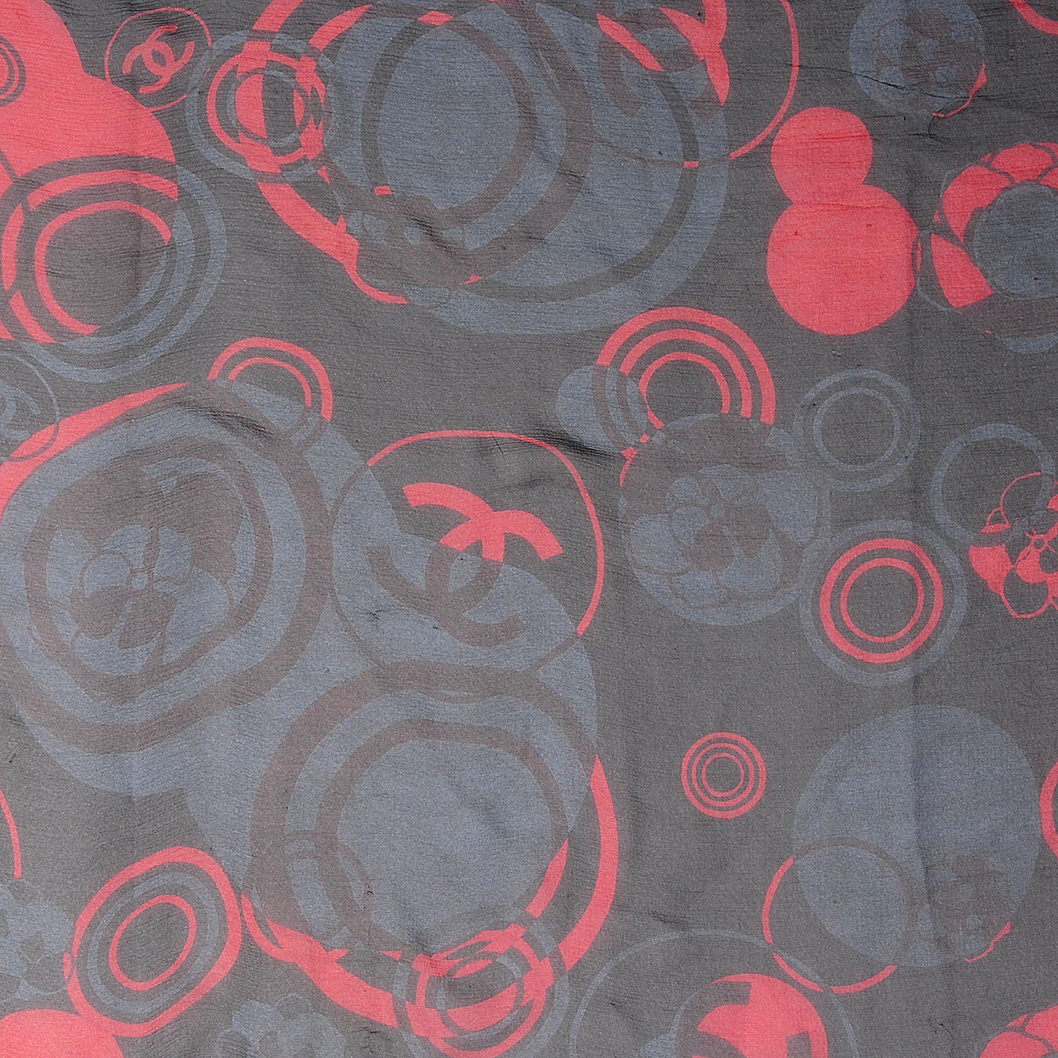 Chanel Silk Chiffon Camellia Scarf Black 1 of 5