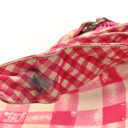 Chanel Canvas Gingham Printed CC Lunch Box Bag Pink White 11 of 16