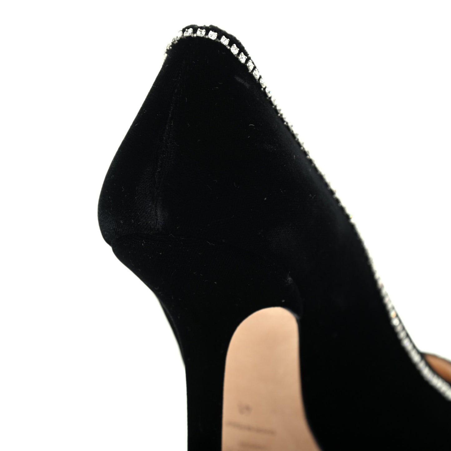 Velvet Crystal Embellished Love 100 Pumps 41 Black