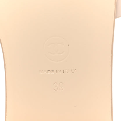 Chanel Calfskin Patent Calfskin Logo Mules 39 Beige 6 of 11