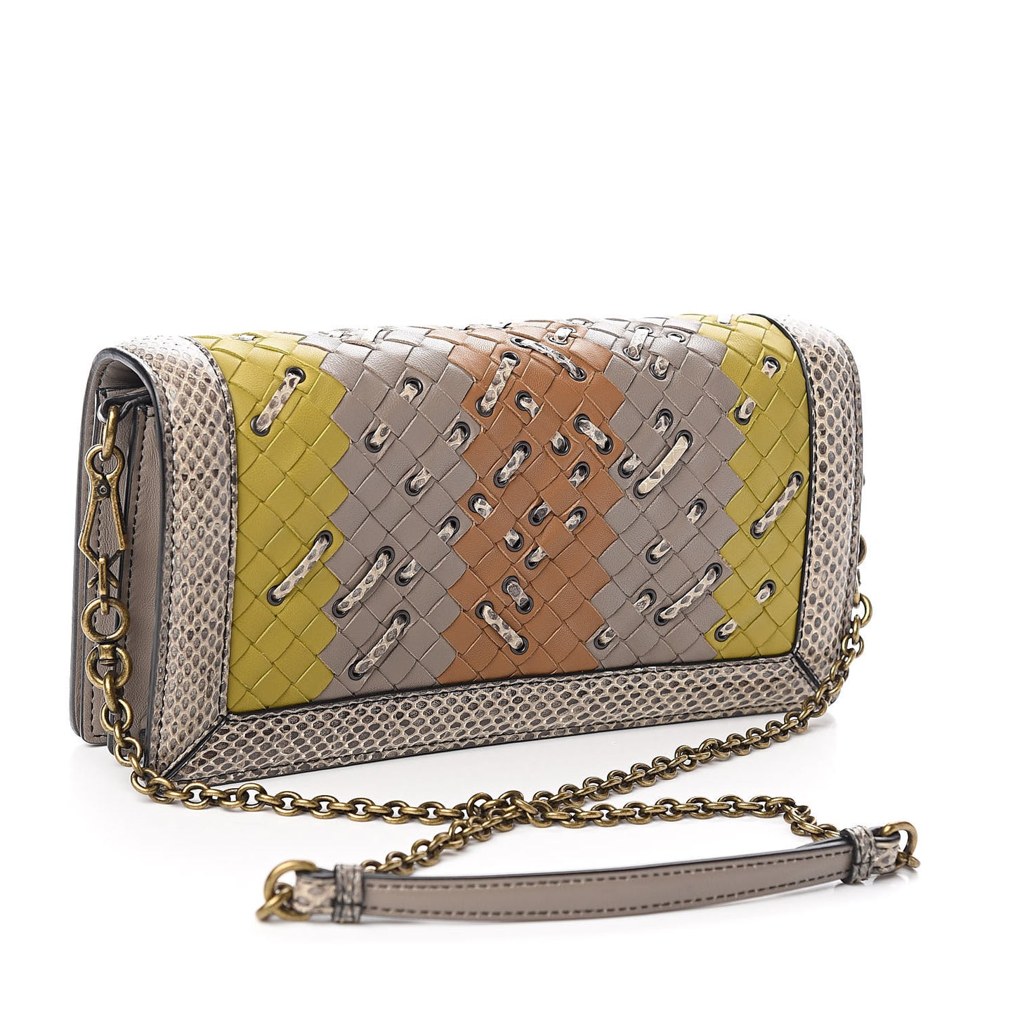 Nappa Ayers Intrecciato Club Stitch Knot Clutch Chamomile