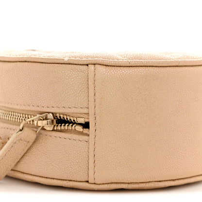 Chanel Iridescent Caviar Quilted Round Clutch With Chain Beige 9 of 13