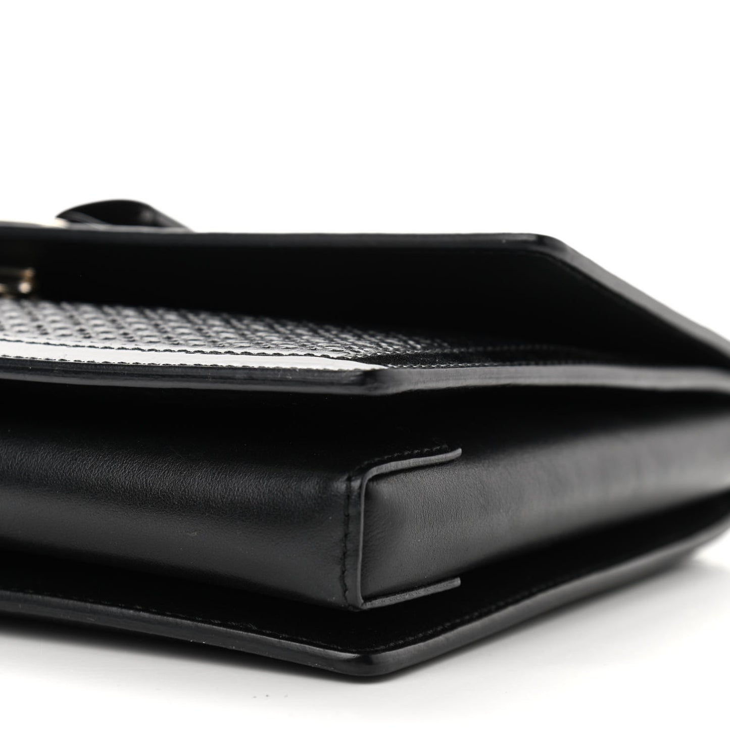 Perforated Calfskin Patent Ginny Bow Crossbody Bag Black