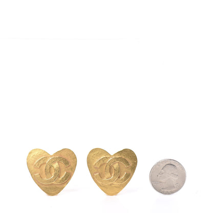 Chanel CC Heart Clip On Earrings Gold 2 of 4