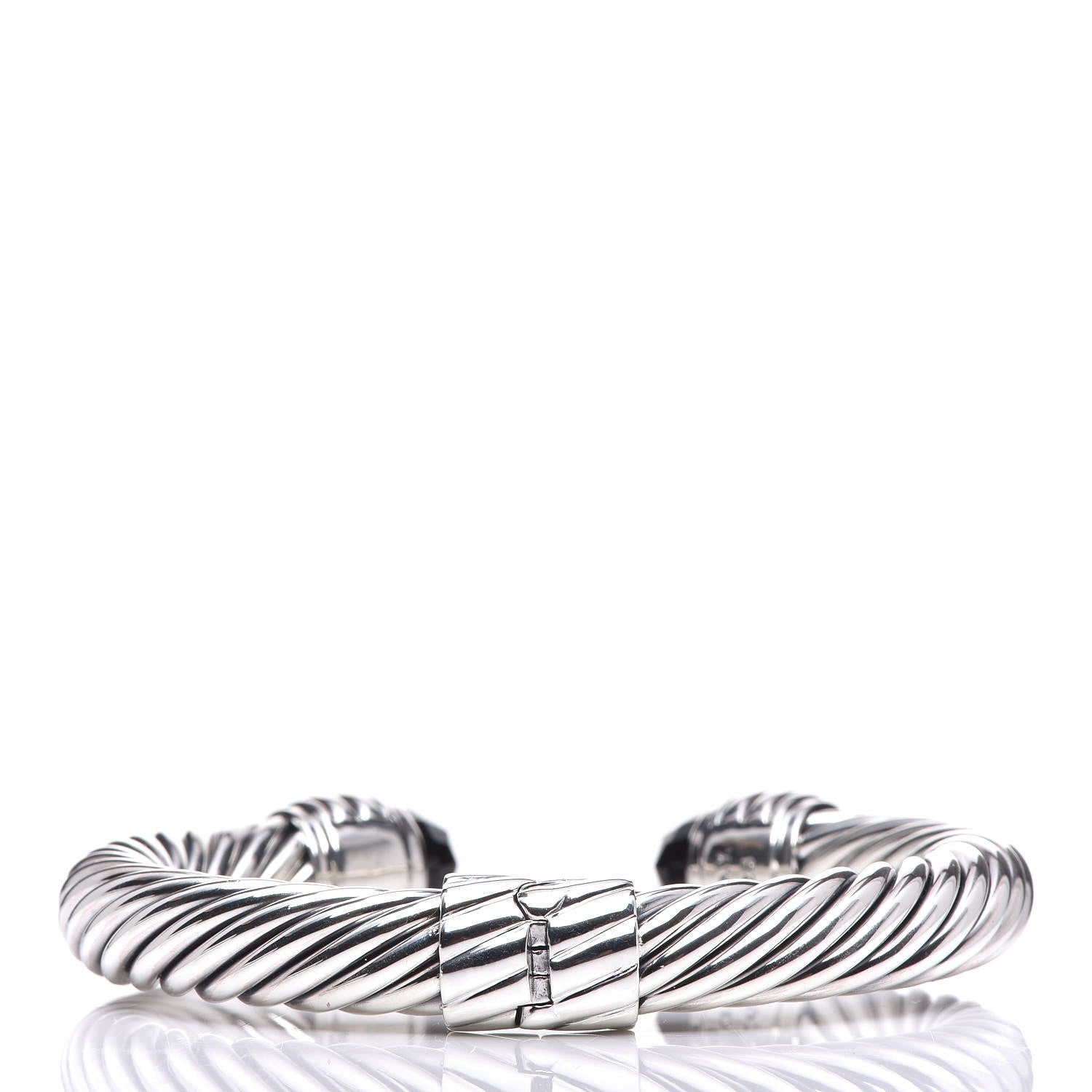 David Yurman Sterling Silver Black Onyx 10mm Cable Classics Hinged Bracelet 3 of 4