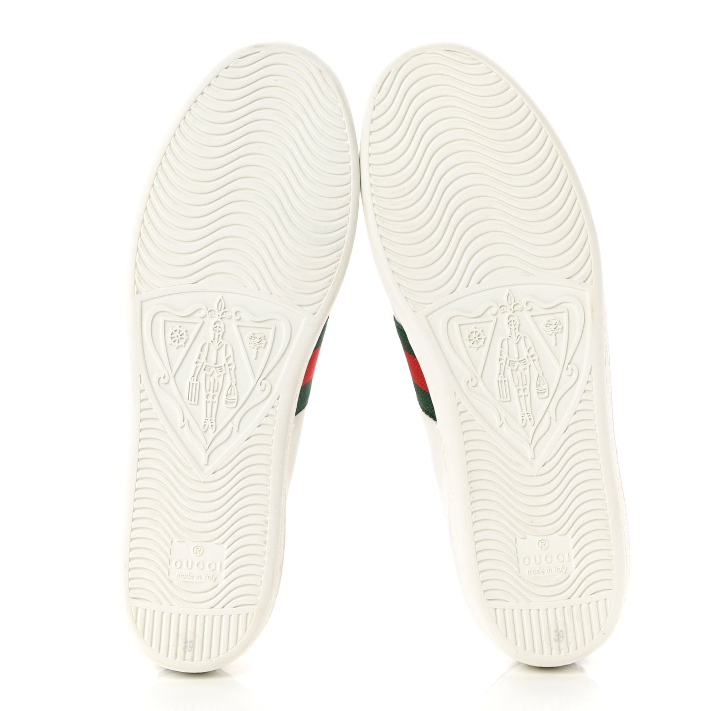 Calfskin Crocodile Web Womens Ace Sneakers 39 White Green