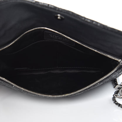 Chanel Iridescent Vinyl Quilted Clutch With Chain Black 5 of 13