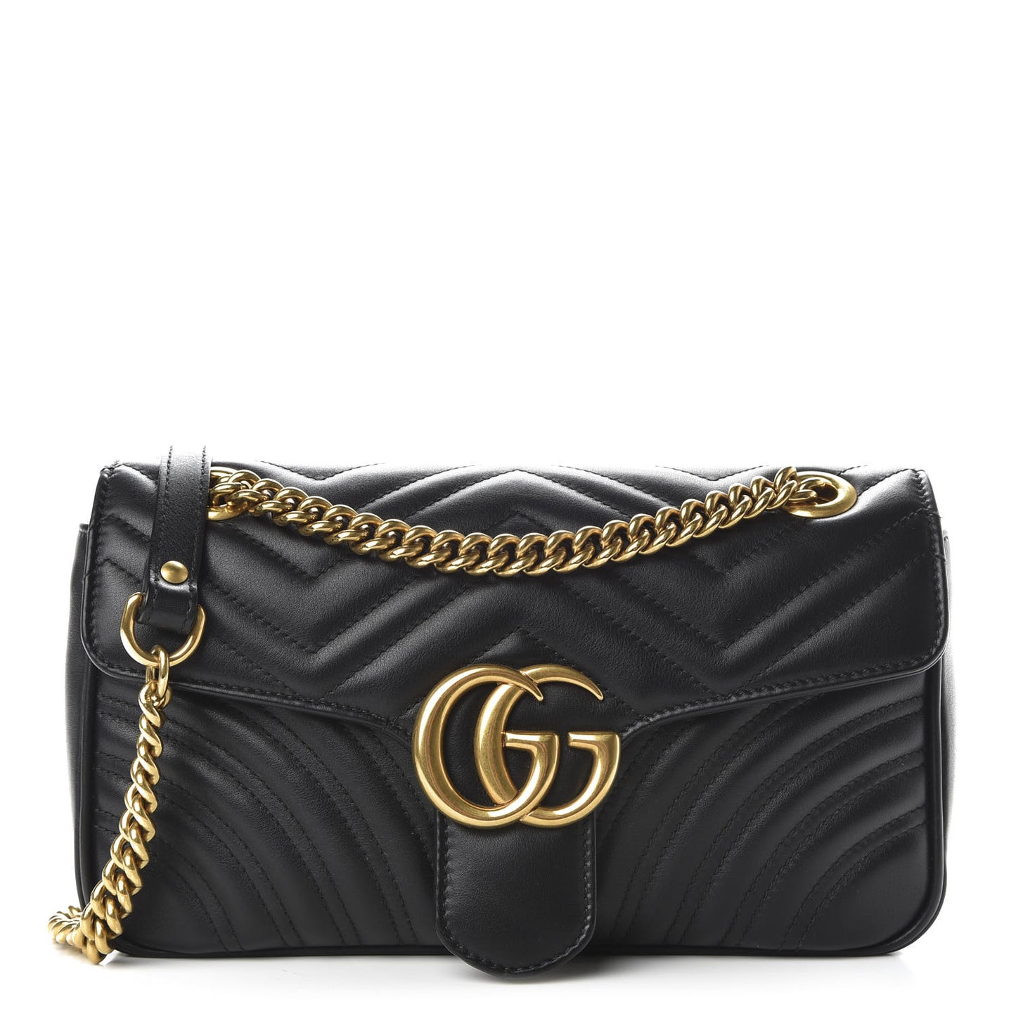Calfskin Matelasse Small GG Marmont Shoulder Bag Black