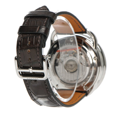 Hermes Stainless Steel Alligator 43mm Arceau Grande Lune Automatic Watch Havane 3 of 7