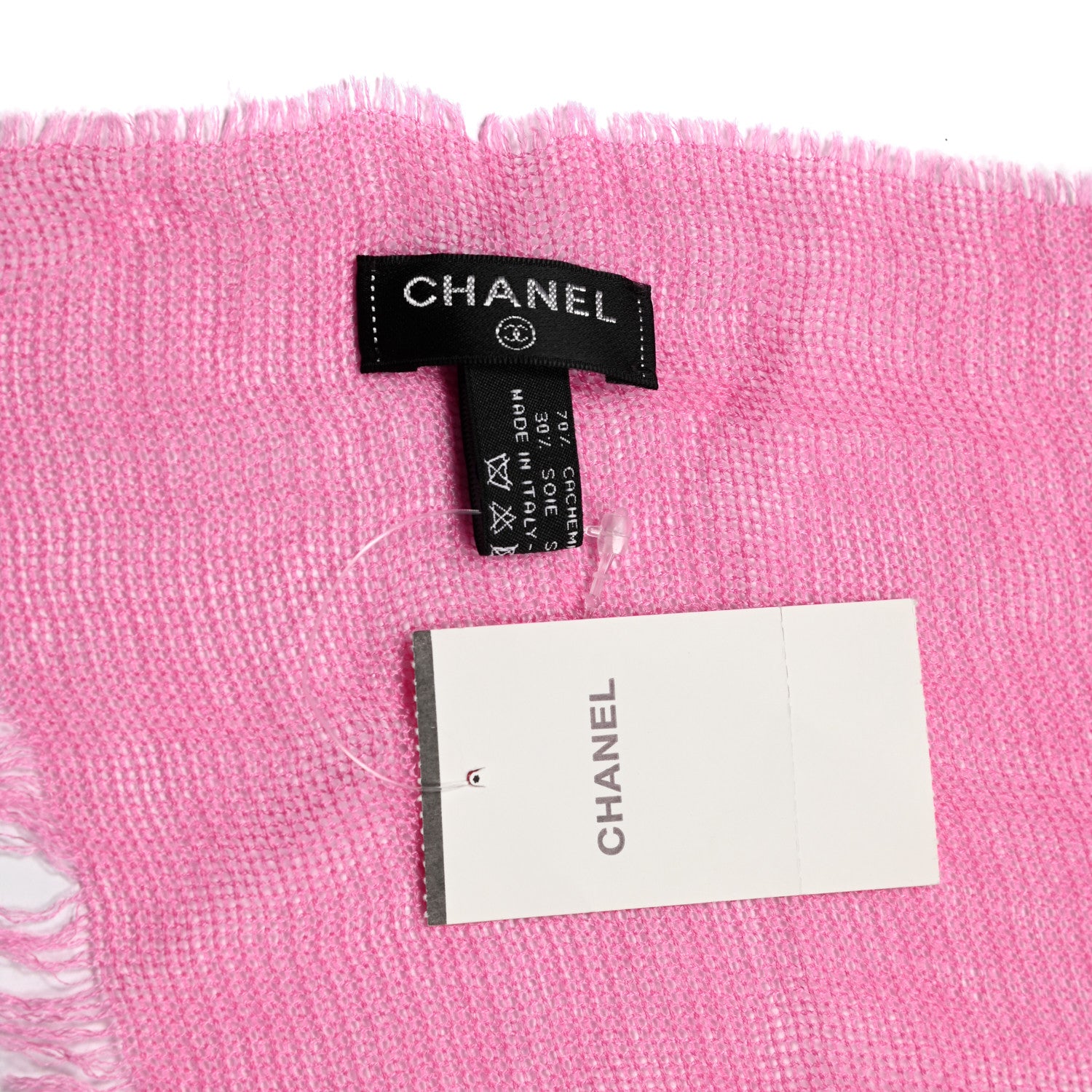Chanel Cashmere Silk CC Rue Cambon Fringe Scarf Fuchsia 3 of 4