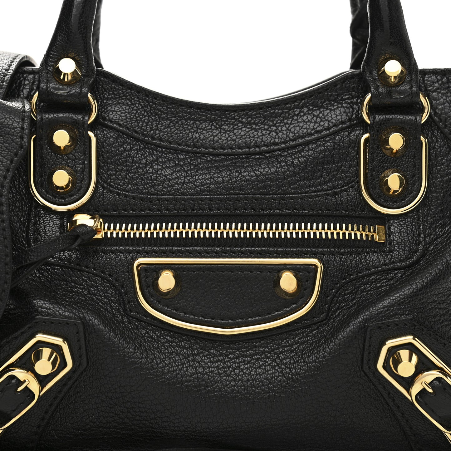 Chevre Gold Metallic Edge Hardware Mini City Black